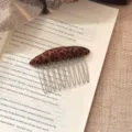Peineta de pelo retro con estampado de leopardo de tela con dientes metálicos accesorio - Estampado de Leopardo Ovalado