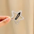 Silver glitter star hair clip sweet cool fringe snap clip for women hair styling accessories - White Fine Glitter Star