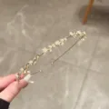 Delicada diadema fina dorada con perlas y flores para mujer, elegante accesorio de cabello. - Flor Pequeña de Perla Simple / Dorado