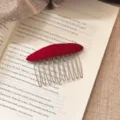 Rétro Rouge Laine Cheveux Peigne Insert Pince Frange Latérale Élégant Accessoire Coiffure Femme - Peluche Rouge Ovale