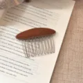 Pince a cheveux peigne en daim marron retro pour femme coiffure frange et chignon. - Peluche Brune Ovale