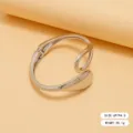 Pulsera brazalete abierta de metal plateado irregular para mujer joya minimalista moderna - Pulsera de Hebilla de Gota de Agua Hueca / Plateado
