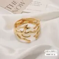 Elegante brazalete abierto de rama de metal dorado joya de moda para mujeres - Pulsera de Metal de Coral / Dorado