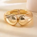 Chunky gold open cuff bracelet, minimalist metal teardrop bangle for women fashion jewelry. - Oval Waterdrop Bracelet / Gold