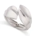 Silver metal cuff bracelet open leaf design vintage style fashion jewelry for women wrist accessory - Line Leaf Spring Bracelet / Silver