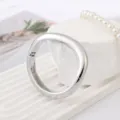 Silver metal open bangle bracelet for women, modern minimalist cuff jewelry accessory. - Big-Small Side Square Bracelet / Silver