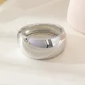 Silver wide metal cuff bracelet for women, stylish shiny minimalist open arm ring jewelry. - Irregular Arc Round Bracelet / Silver