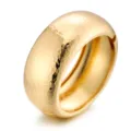 Wide gold hammered open bangle bracelet for women, stylish metallic statement jewelry accessory. - Wrinkled Arc Oval Bracelet / Gold