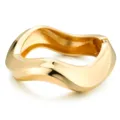 Gold metallic wave cuff bracelet stylish irregular open bangle for women daily fashion jewelry - Wide Geometric Wave Bracelet / Gold