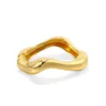 Gold wave metal open bangle cuff bracelet for women vintage chic modern arm jewelry accessory - Narrow-Wide Wave Geometric Bracelet / Gold
