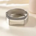Silver metal cuff bracelet open bangle geometric design shiny finish daily fashion accessory - Square Spring Bracelet / Silver