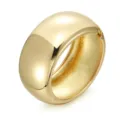 Gold wide cuff bangle bracelet, polished metal open wrist band for women fashion daily wear. - Smooth Wide Arc Bracelet / Gold