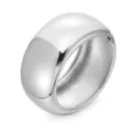 Wide silver metal cuff bracelet, modern polished open bangle for women daily fashion jewelry. - Smooth Wide Arc Bracelet / Silver