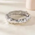 Silver irregular wave metal open bangle bracelet for women chic fashion jewelry accessories - Irregular Wrinkle Bracelet / Silver