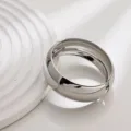 Silver wide metal hinged bangle bracelet, sleek minimalist modern design, smooth glossy finish. - Smooth Narrow Arc Bracelet / Silver