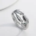 Silver metal cuff bracelet, irregular puffy geometric arm ring for women vintage style. - Double Leaf Bracelet / Silver