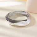 Chunky irregular silver metal open cuff bangle bracelet for women vintage fashion jewelry - Line Irregular Round Bracelet / Silver