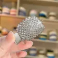 Pinza para el pelo de metal con diamantes de imitacion elegante pasador de coleta - Blanco Plateado