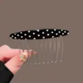Korean retro polka dot curved hair comb black and white hair accessory variant style - Black Polka Dot Curved
