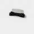 Classic polka dot hair comb insert for fringe and styling, elegant black bow hair accessory for women - Black Fabric Polka Dot Bow