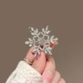 Hermosa elegante pinza de pelo con pico de pato y copo de nieve de pedrería brillante. - Plateado Cristal Copo de Nieve
