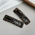 Pinza de pelo de tela con estampado de leopardo retro dulce flequillo pasador 7cm - Estilo Cuadrado