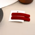 Variante pinza de pelo rectangular de terciopelo rojo, horquilla suave para flequillo. - Una Pieza / Burdeos