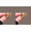Set de pinces à cheveux nœud dorées lisses, accessoires métalliques mignons et tendance. - Nœud Lisse / 2 Pièces/Paquet / Or