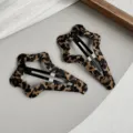 Leopard print star hair clip cute BB hair clip retro side fringe hairpin for women style - Star Style
