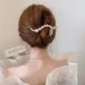 Elegante pinza de pelo de cola de pez con perlas para mujeres, accesorio elegante. - Cola de ballena brillante / Dorado