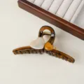 Brown hair claw clip with heart decoration, large elegant hair accessory for women styling. - Large and Small Double Hearts