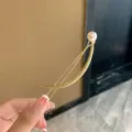 Horquilla de metal dorado con perla, pinza para el cabello minimalista para peinados diarios. - Sonriente Dorado