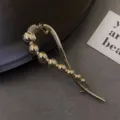 Gold metal hair claw clip elegant fashion hair accessories for women styling daily wear - Gold Pearl Twisted Clip