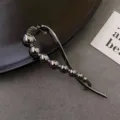 Elegant gunmetal alloy hair clip with bead details, chic claw clip for stylish women updos. - Black Pearl Twisted Clip