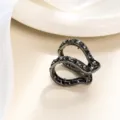 Pequeño pinza de pelo de corazón con pedrería en metal negro, accesorio elegante. - Pinza de Pelo Forma en V Negro