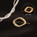 Pinza para el pelo geométrica irregular de metal dorada pasador elegante para mujer. - Hebilla de Rana de Roca Volcánica Irregular de Oro