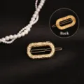 Pinza para el cabello de metal dorado irregular chic barrita de resorte elegante para mujer - Hebilla de Rana de Roca Volcánica Cuadrada de Oro