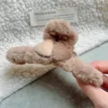 Pinza de pelo de oso de peluche marrón para mujer, accesorio de invierno suave y tierno. - Corazón Bicolor Marrón Oscuro Grande