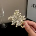 Pearl Rhinestone Hair Claw Clip Elegant Metal Small Hair Catch Clip for Women Half Up Hairstyle - Gold Rhinestone Pearl