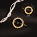 Gold irregular round alloy hair clip elegant hair accessory for women vintage spring clip - Gold Round Volcanic Rock Frog Buckle