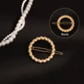 Gold irregular round metal hair clip variant, elegant spring hairpin for women's styling. - Gold Round Twisted Frog Buckle