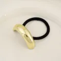 Minimalist gold metal geometric hair tie stylish ponytail holder elegant fashion accessory. - Single Row Gold