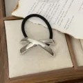 Minimalist metallic cross hair tie, sleek silver geometric hair band for women styling. - X-Shape Silver