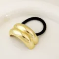Minimalist metal geometric hair tie, elegant gold finish black ponytail holder accessory for daily wear. - Double Row Gold