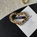 Pince à cheveux cœur peluche motif léopard jolie barrette BB moelleuse pour coiffure quotidienne - Cœur / Café Clair