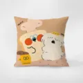 Close-up detail of a cute cartoon printed throw pillow featuring lovely toast and dog graphic. - Double-Sided Pattern 50X50cm (Pillowcase Without Core) / Cute Cartoon Dog 1