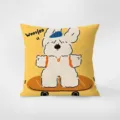 Cute puppy skateboard pattern throw pillow modern minimalist yellow velvet sofa cushion cover - Double-Sided Pattern 50X50cm (Pillowcase Without Core) / Cute Cartoon Dog 3