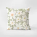 Fodera per cuscino minimalista nordico con motivo floreale di margherite bianche retrò. - Floreale Fresco Nordico 1 / Stampa Bifacciale 35x35cm (Copertura Senza Imbottitura)