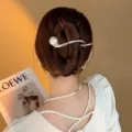 Elegant snake-shaped hair clip with large pearl for women chic updo styling accessory - Single Pearl Silver