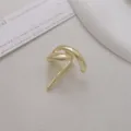 Minimalist gold metal hair clip elegant curved hairpin stylish women hair accessory styling - Hollow Double Layer / Gold